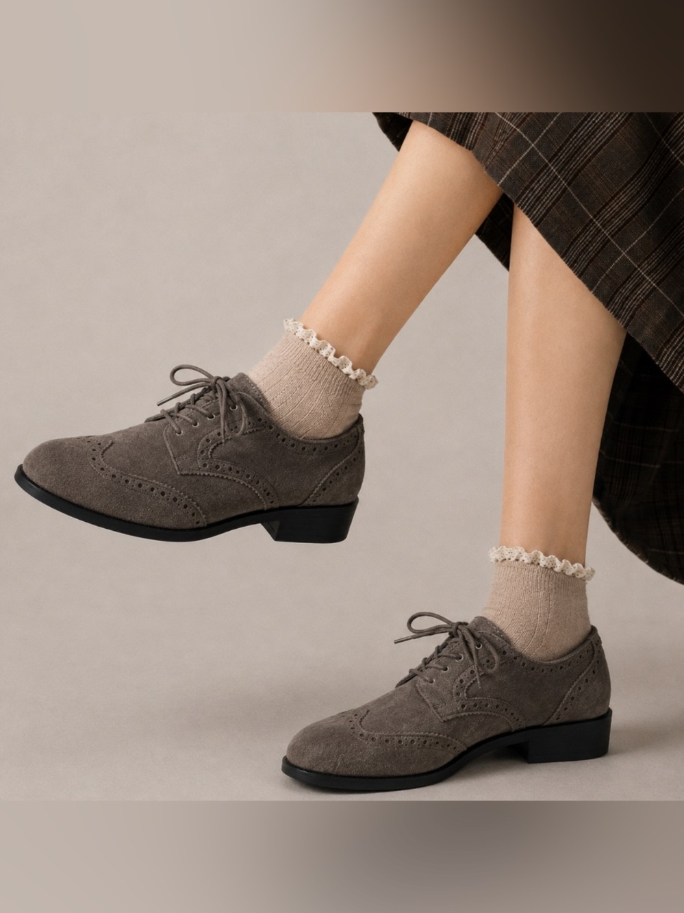 Marc Fisher Kathie Suede Wingtip Oxfords Lace Up Shoes Dark Academia Slate 8M